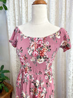 Pink Floral Off Shoulder Dress