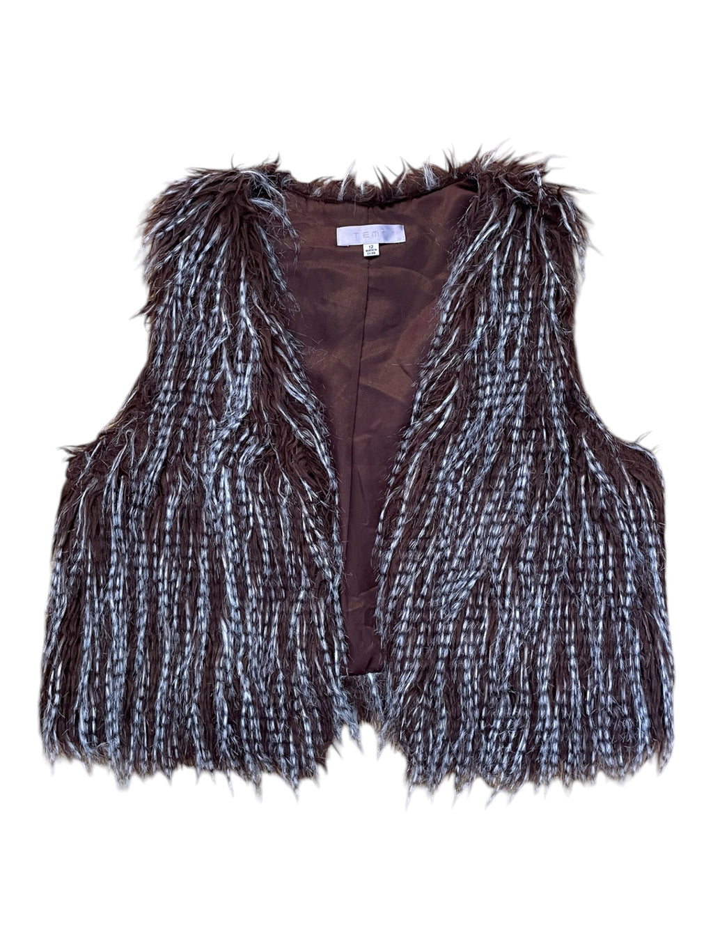 Faux Fur Brown Cropped Vest - Sz 12