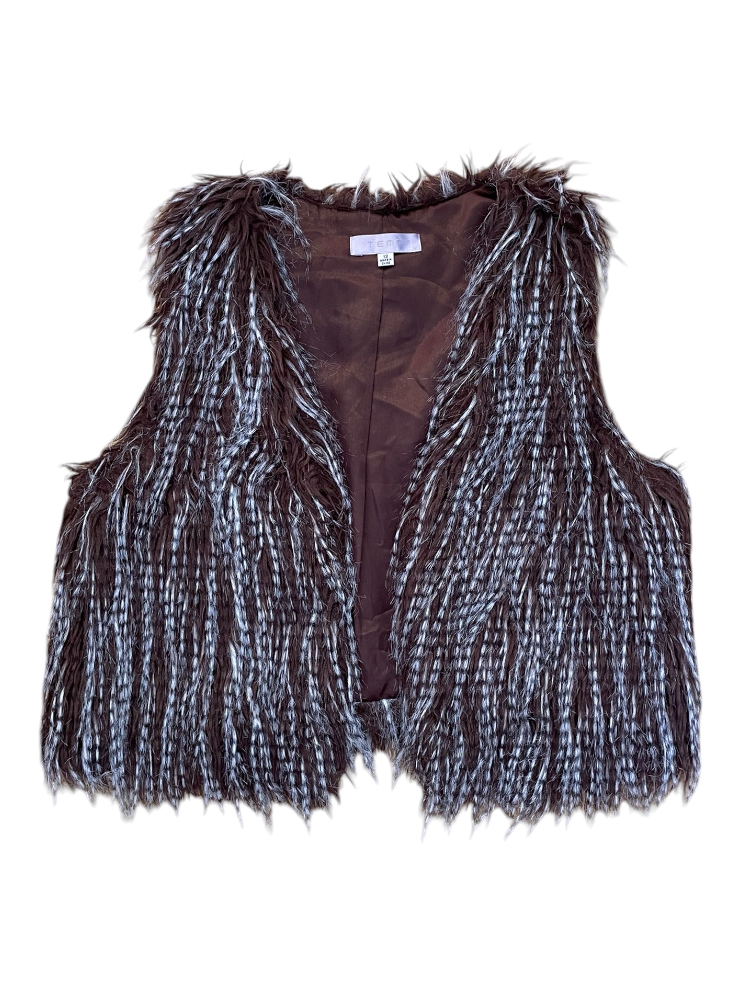 Faux Fur Brown Cropped Vest - Sz 12