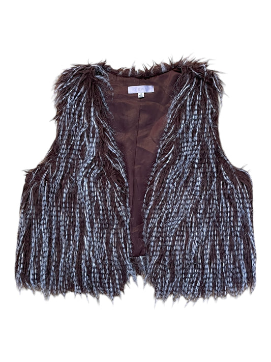 Faux Fur Brown Cropped Vest - Sz 12