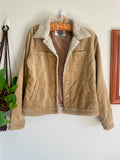 Y2K Tan Jacket with Faux Sherpa Trims