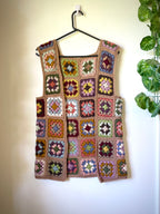 Crochet granny square open vest