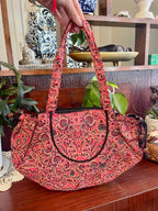 Cotton Print Shell Hobo Bag