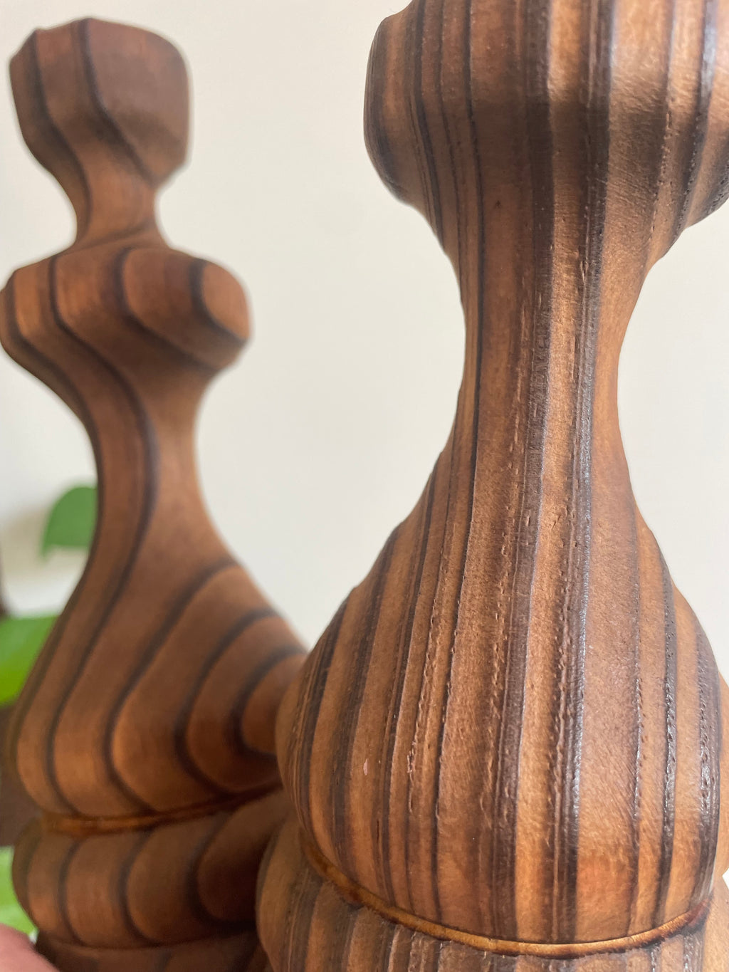 MCM Hand turned Wood Candlestick Holders S2