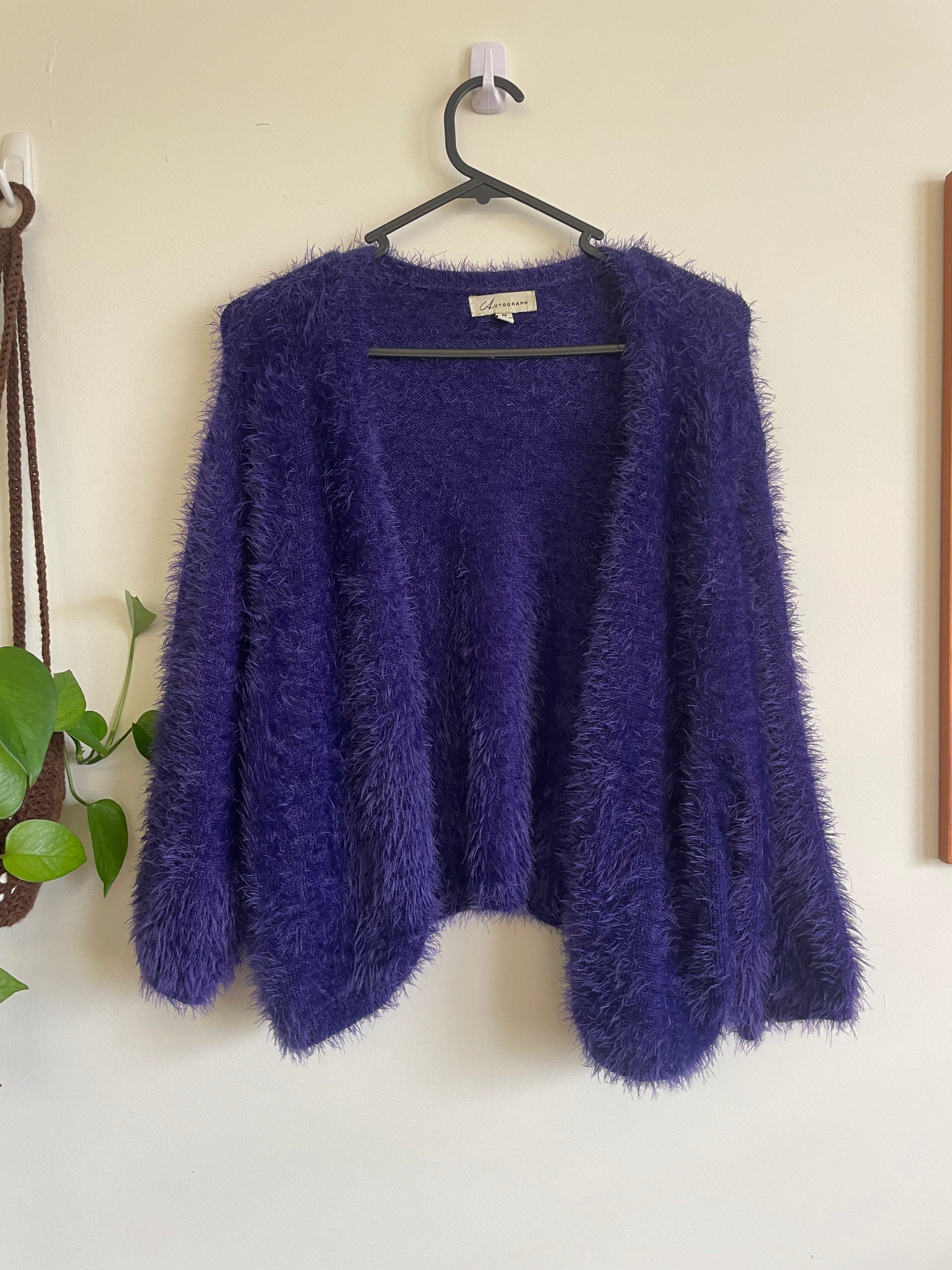 Purple Fluffy 1/2 sleeve Cropped Bolero