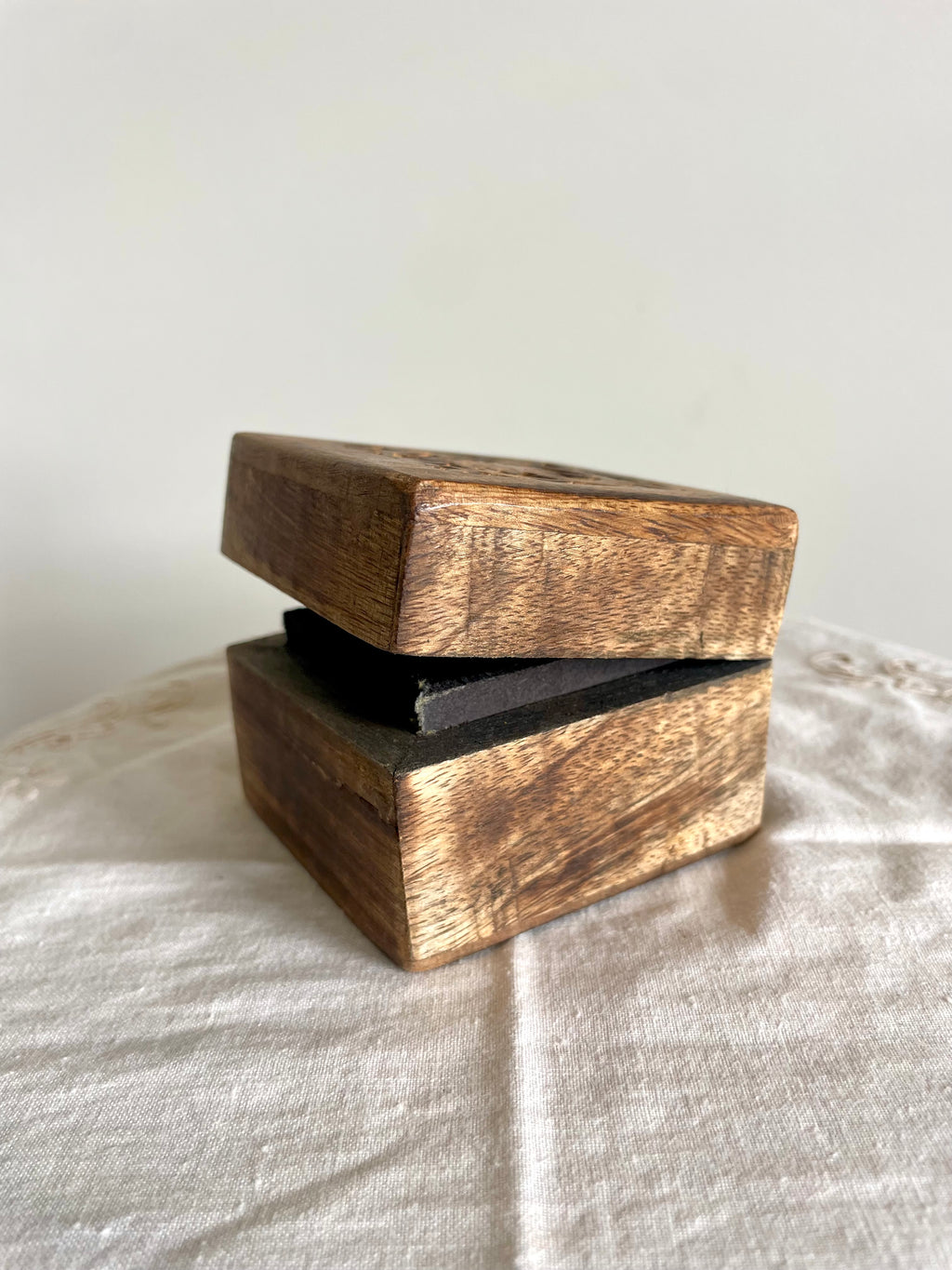 Hand Carved Small Wooden Trinket Box