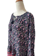 Long Sleeve Boho Mini Dress with floral pattern