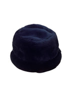Y2K Black Faux Fur small Brimmed hat