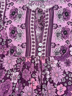 Boho Long Sleeve Mauve Dress with Retro Flower Print