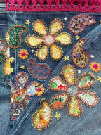 Upcycled Hand Embroidered Patchwork Jeans