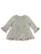 Cotton 3/4 sleeve Lime Floral Blouse