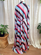 ASOS DESIGN Retro Stripe Maxi Dress – Long Sleeve Wrap Size AU 14