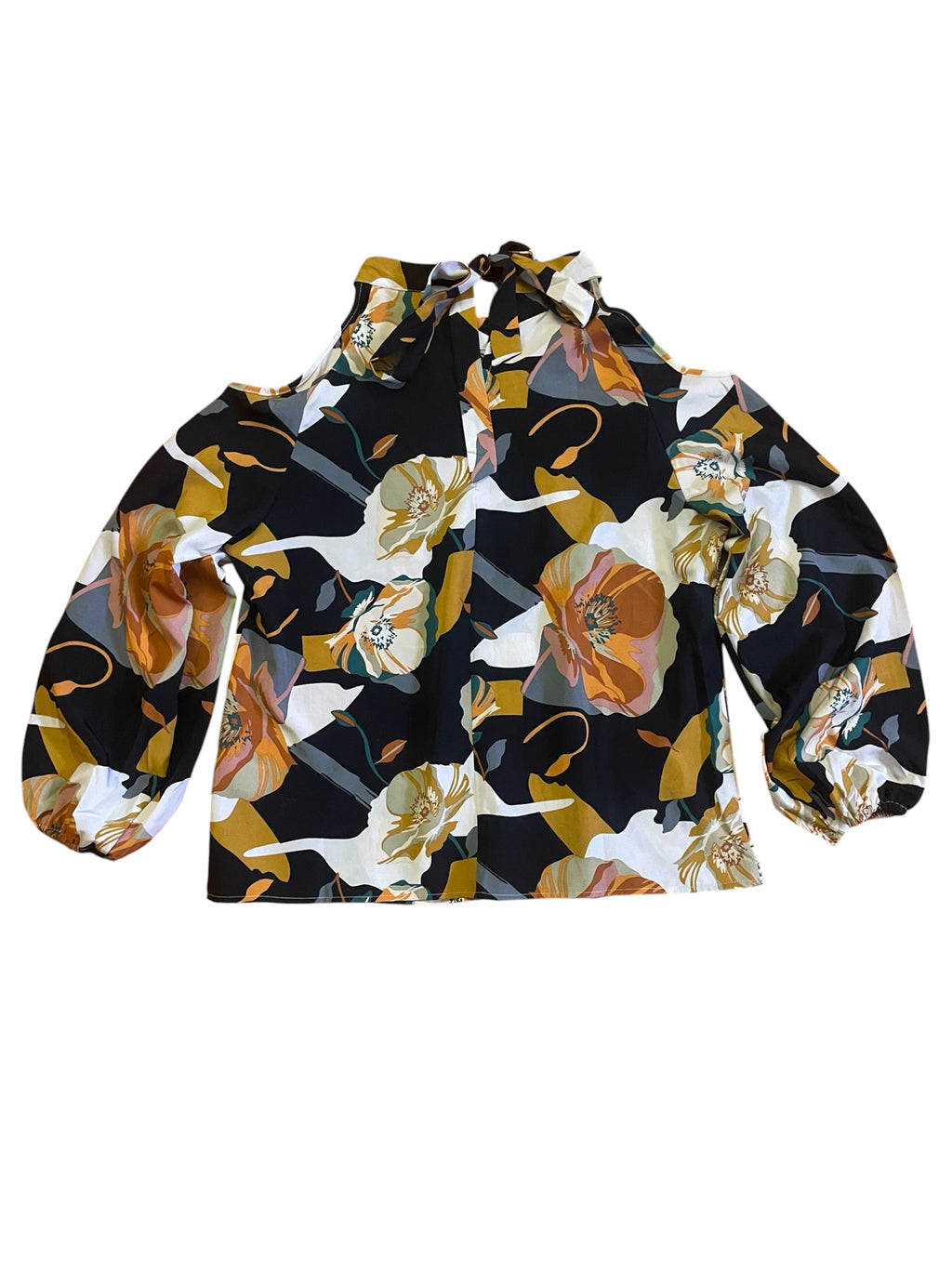 Peekaboo shoulder flowy floral blouse