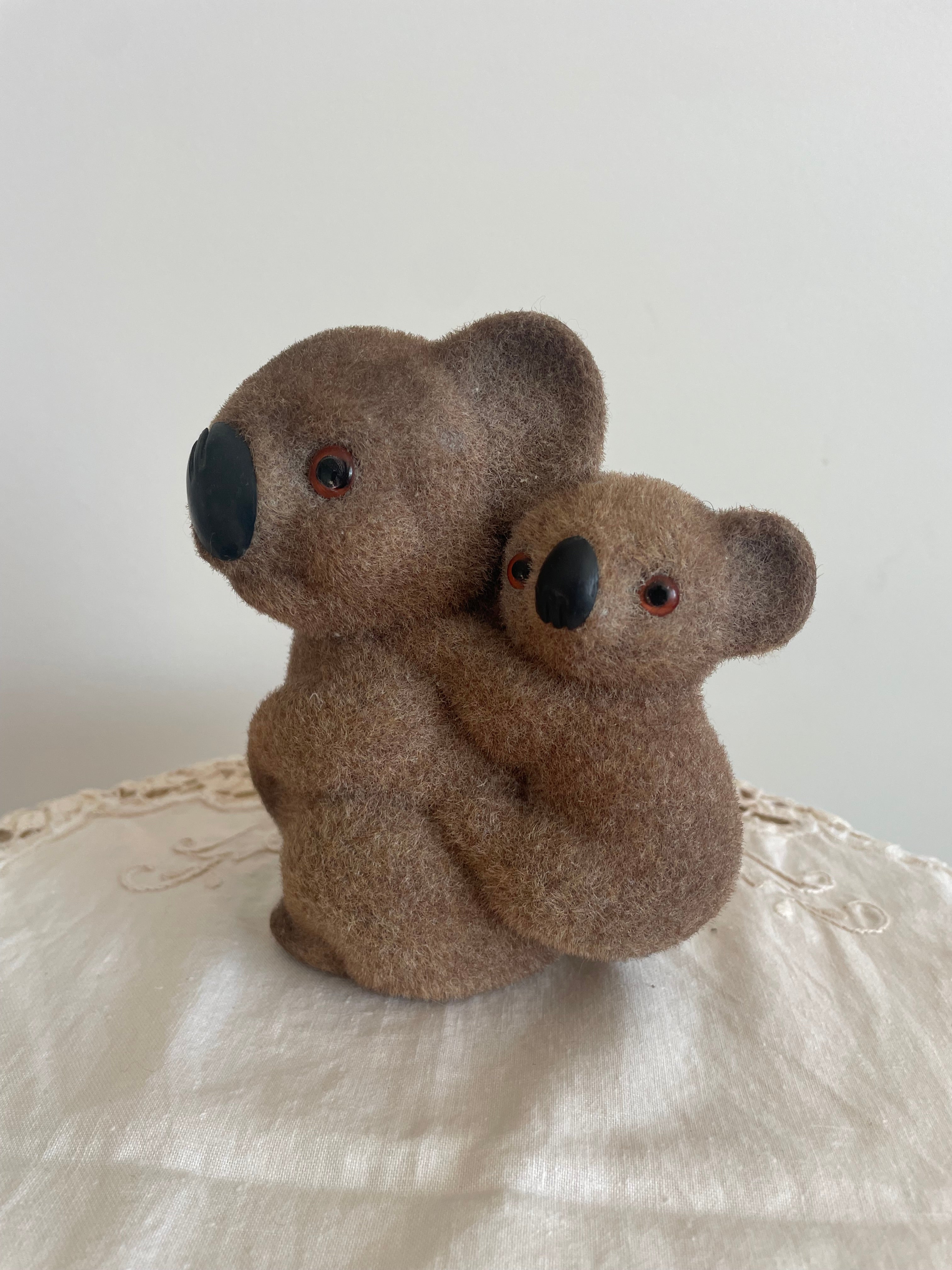 60s/70s Flocked Koala & Baby Money Box