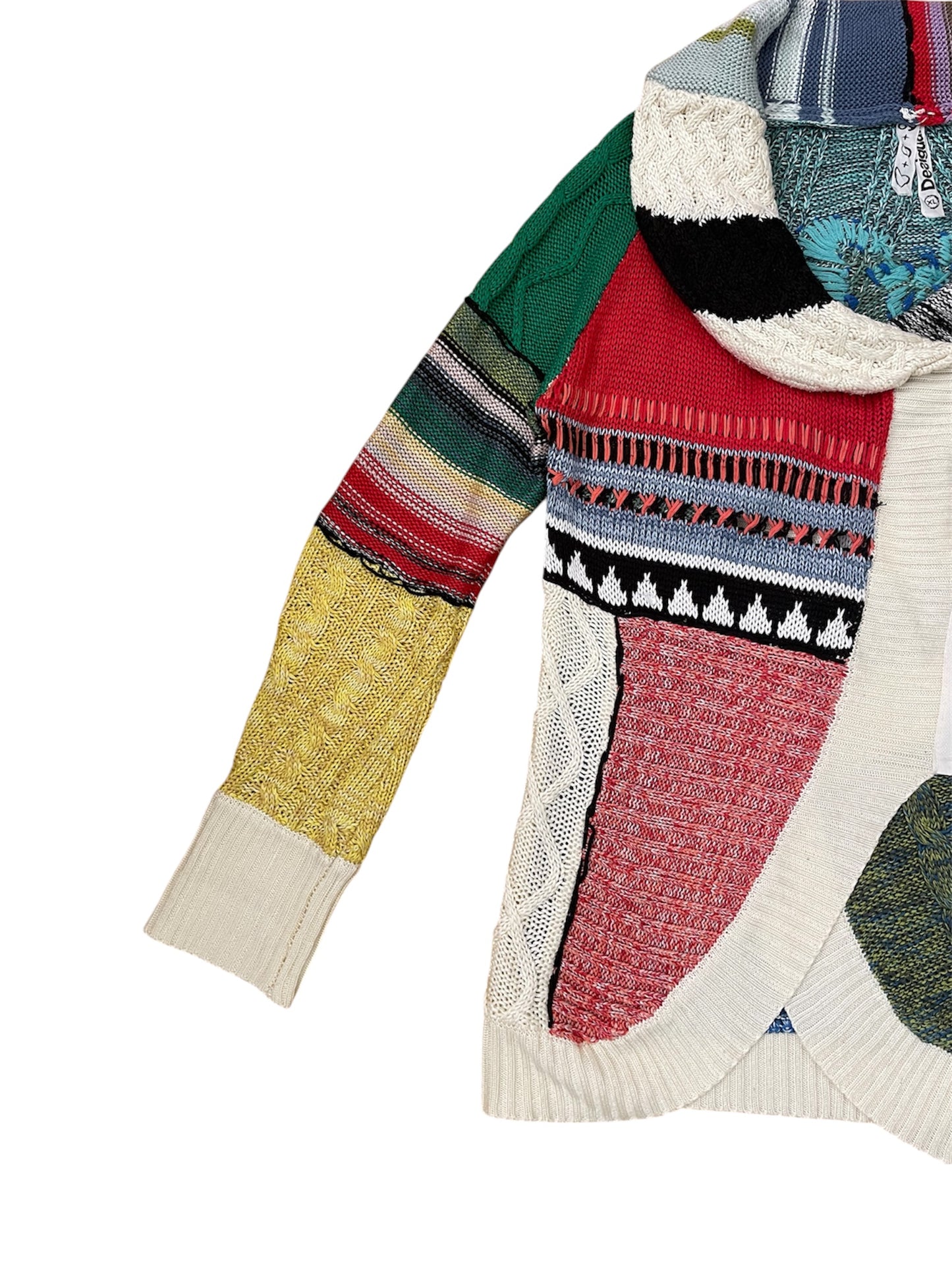 Multicolour Zip up Asymmetrical Cardigan - Sz XL