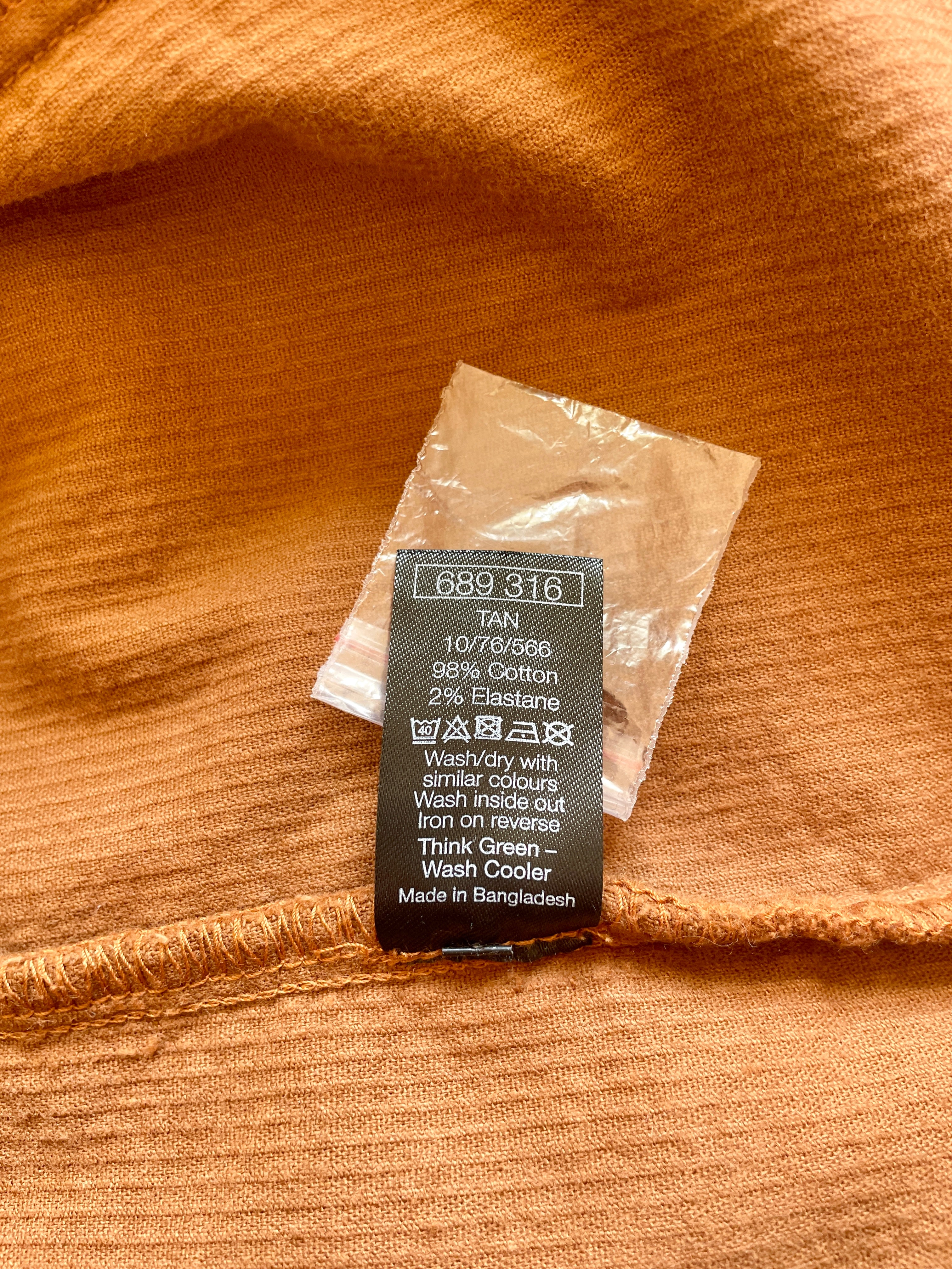 M&Co Tan Corduroy Button up Pinafore Dress Sz 10