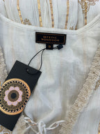 White with Gold Thread Paisley Print Angel Dress