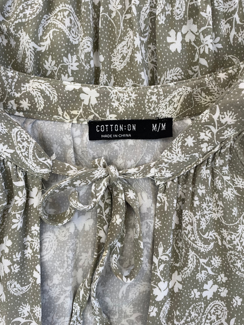 Long Sleeve Sage Paisley Print Dress