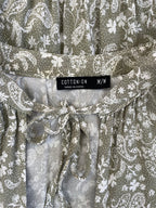 Long Sleeve Sage Paisley Print Dress