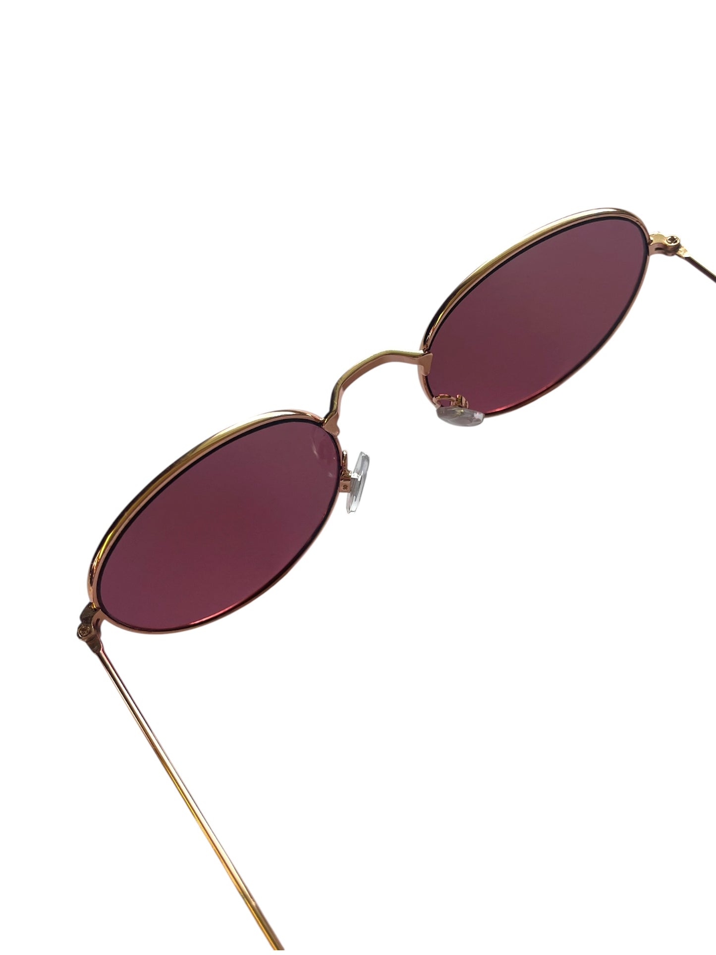 Pink shade retro sunglasses with gold frames
