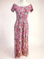 Pink Floral Off Shoulder Dress