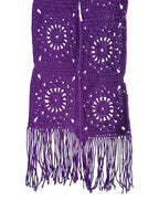 Purple Crochet Square Scarf with Fringe