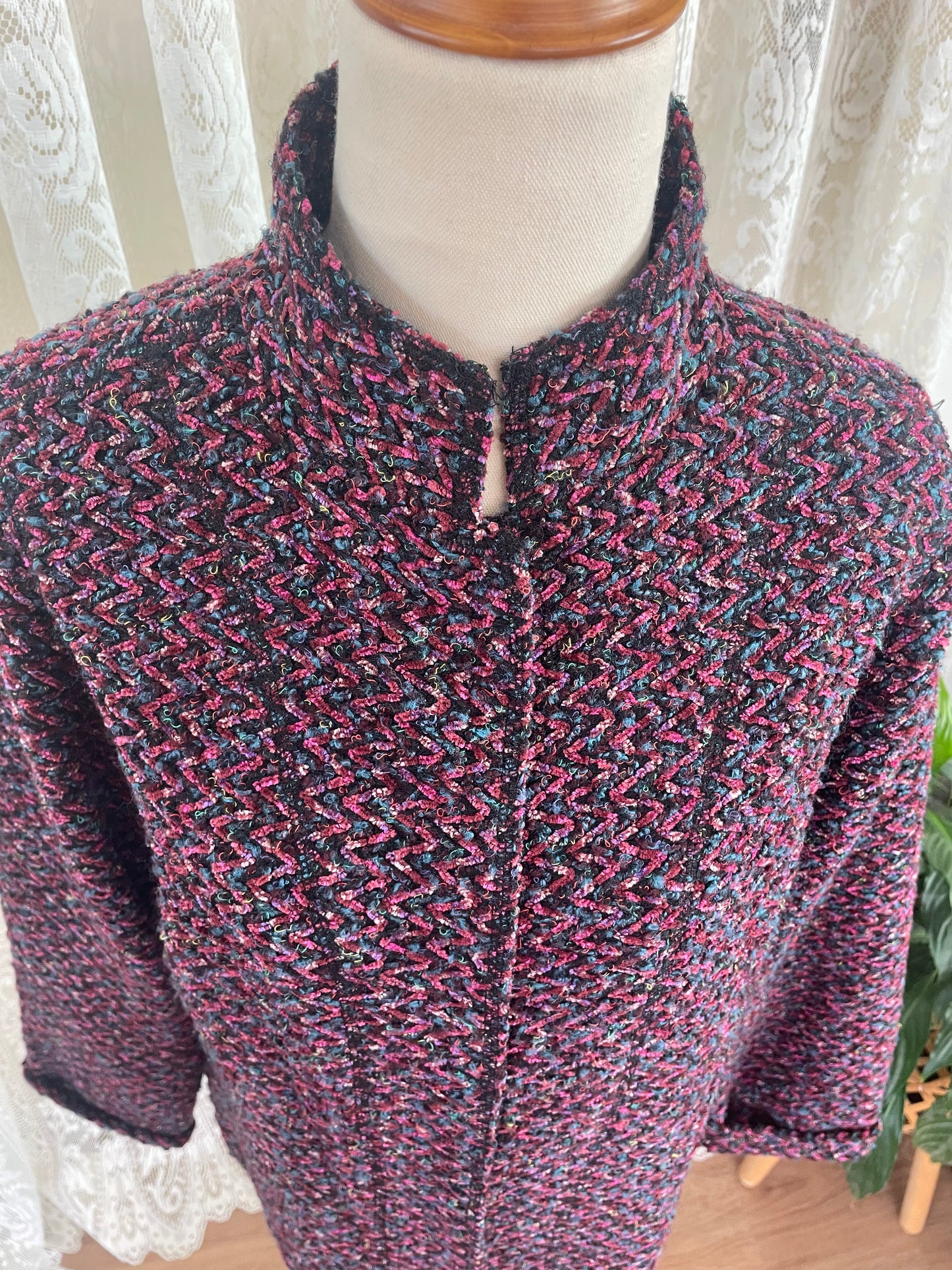 Purple Tone Chevron Tweed Blazer
