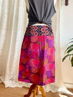 Bold Print Adjustable Wrap Skirt with Pocket - Pink