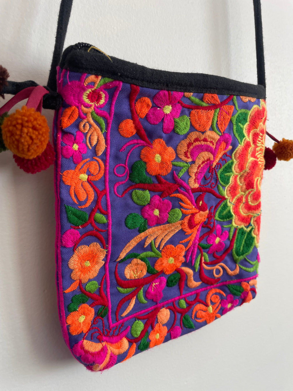 Vibrant Floral Embroidered Small Crossbody Bag
