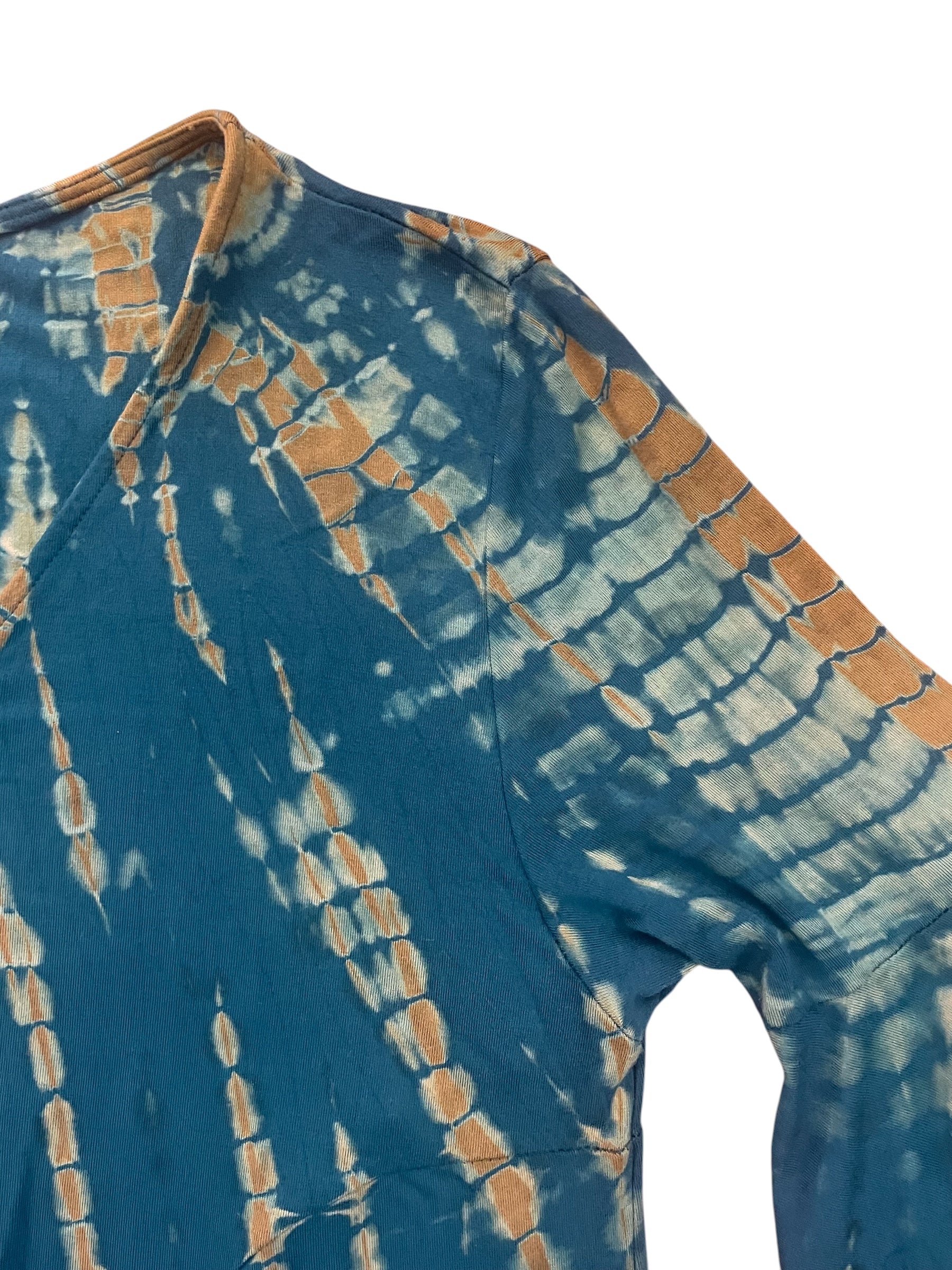 Blue & Brown tie dye bell sleeve top