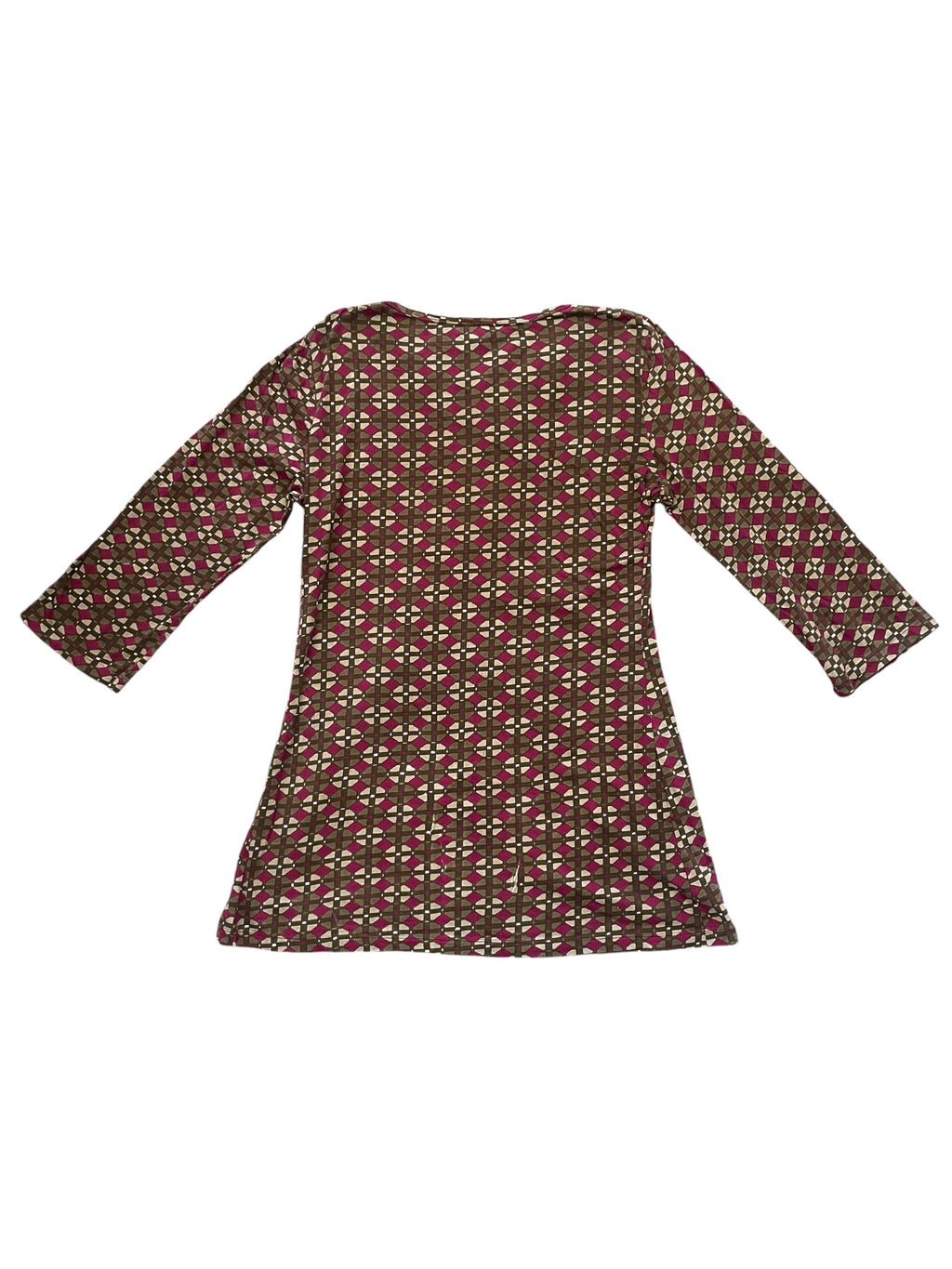 Pink & Brown Pattern 3/4 Sleeve Tunic Top
