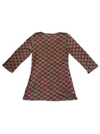 Pink & Brown Pattern 3/4 Sleeve Tunic Top