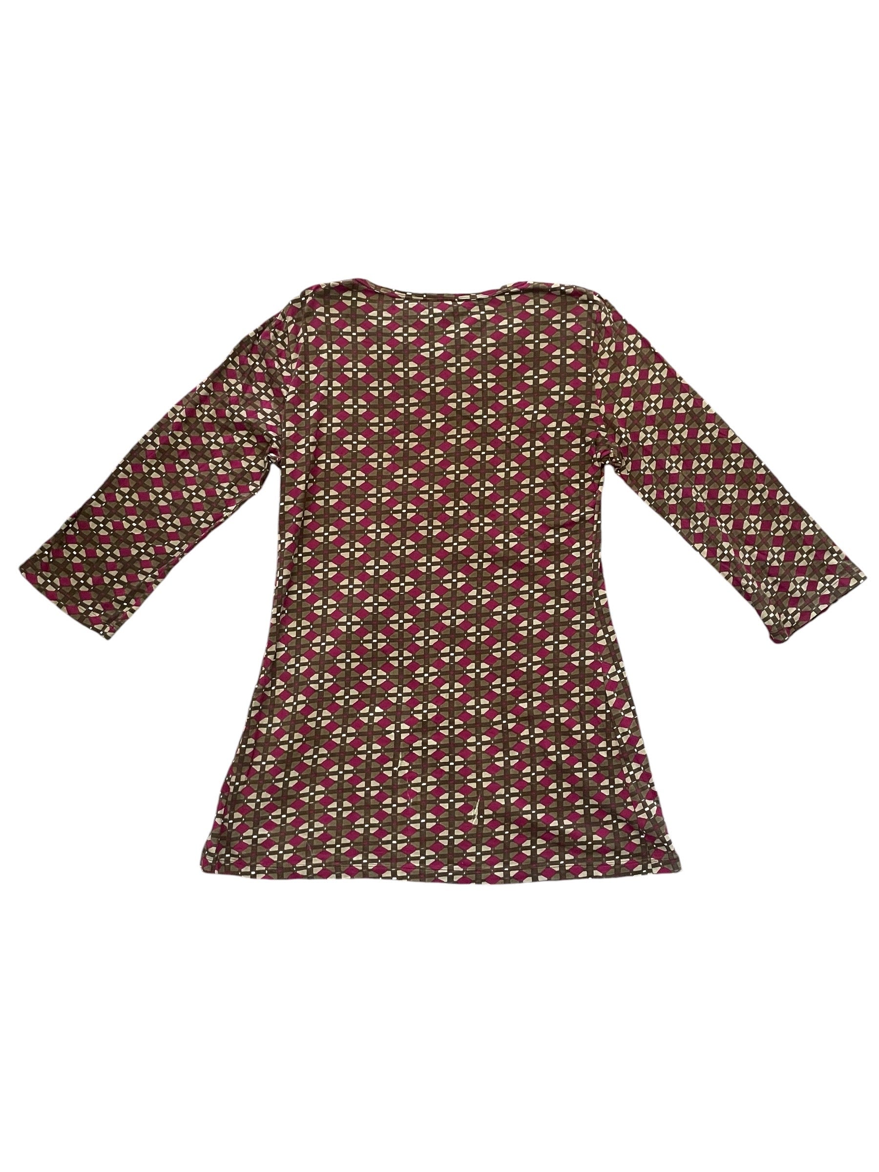 Pink & Brown Pattern 3/4 Sleeve Tunic Top