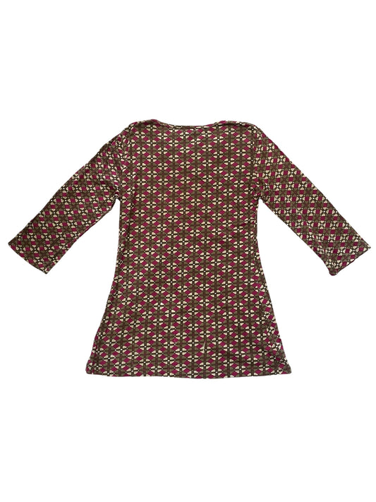 Pink & Brown Pattern 3/4 Sleeve Tunic Top