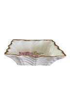 Bone China Butter Pat/Trinket Dish with pink floral motifs & gold trims VTG