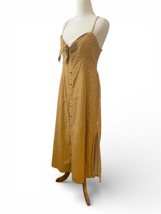 Preloved - Mustard polka dot dress - Sz M