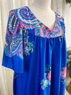 Vintage 1970s Blue Granada New York House Dress with Pockets