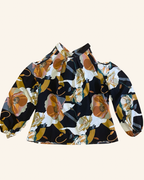 Peekaboo shoulder flowy floral blouse