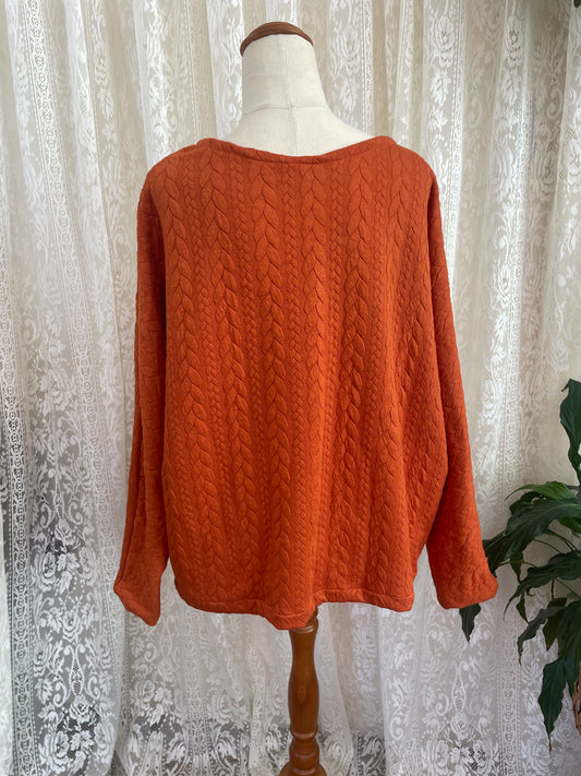 Unique handmade quilted orange jumper Sz 14