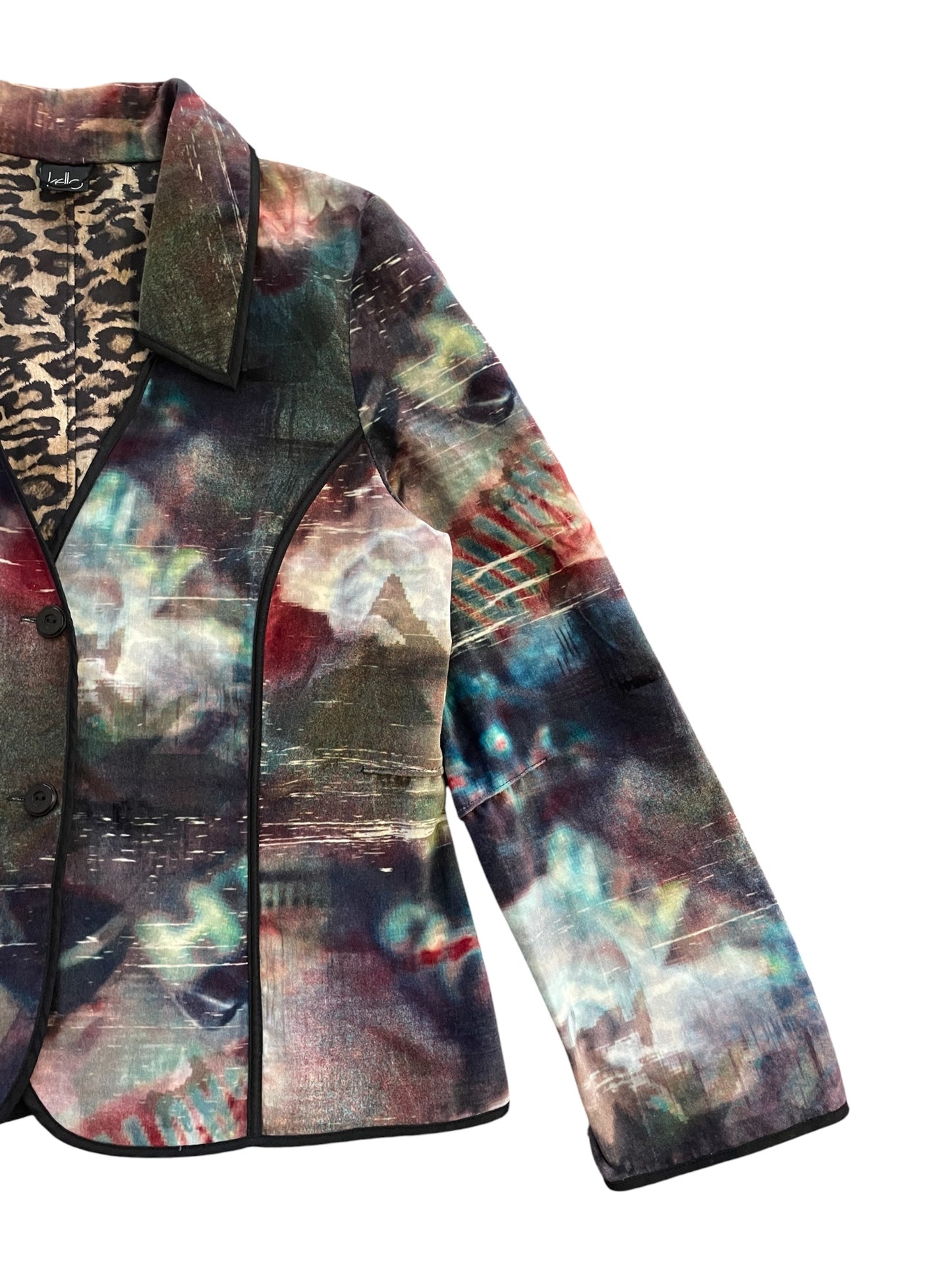 Velveteen Multicoloured Jacket with Leopard Print Lining