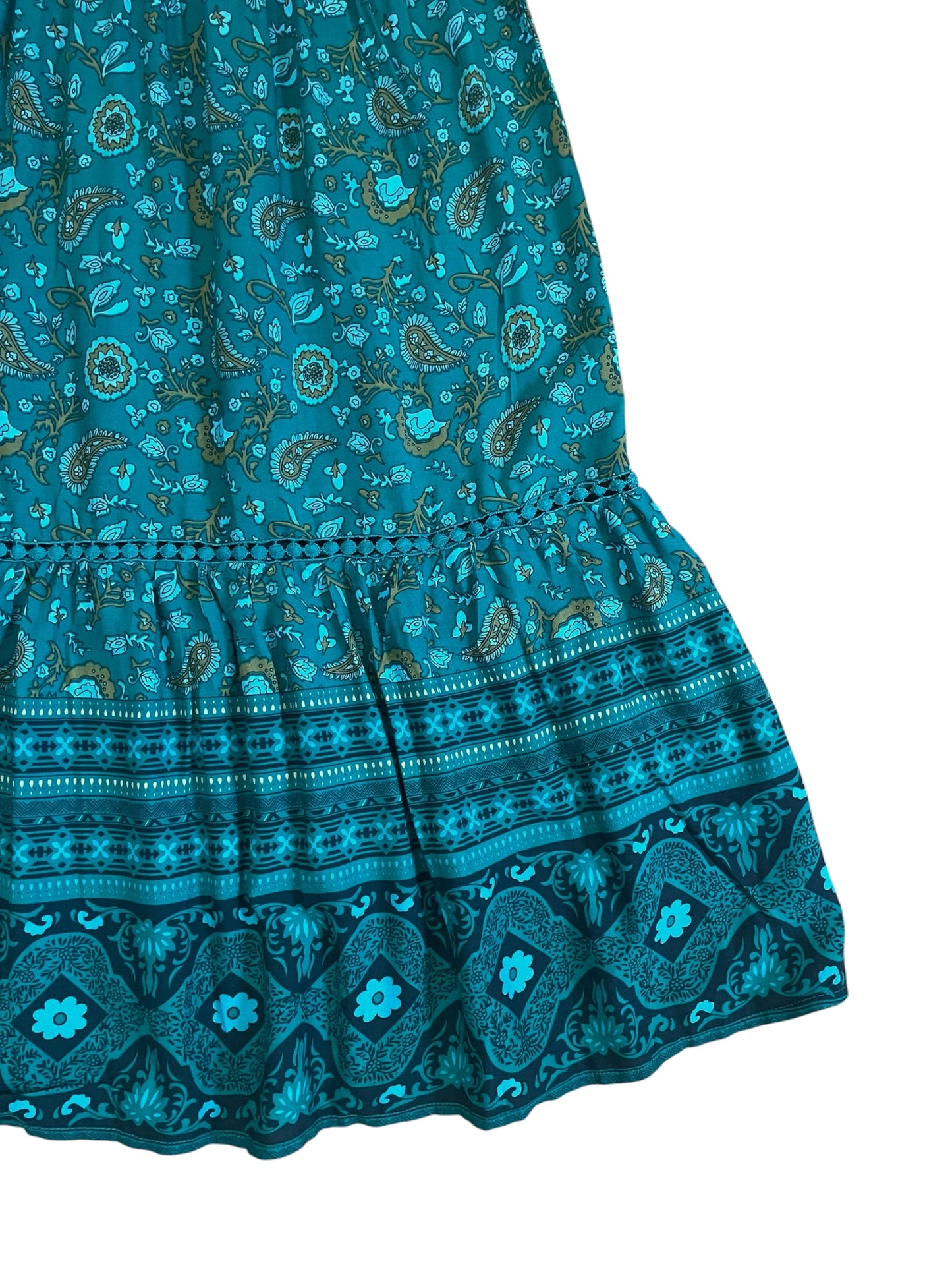 Teal Floral Flowy Maxi Skirt - Sz 8