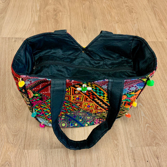 Multicoloured Patchwork Bag - Black