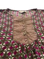 Pink & Brown Pattern 3/4 Sleeve Tunic Top