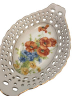 Floral Poppy Trinket Dish with Gold Trims