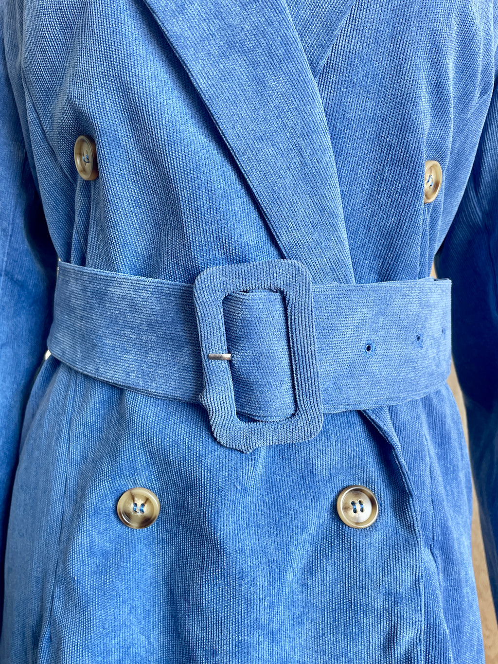 BNWT Daisy Street Blue Cord Belted Blazer Jacket • 90s Retro Ribbed Velvet Look Longline Coat