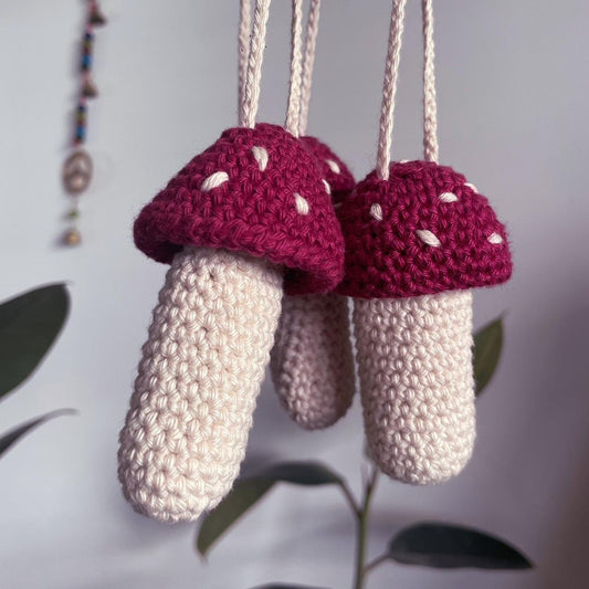 Crochet Mushroom Stash Necklace