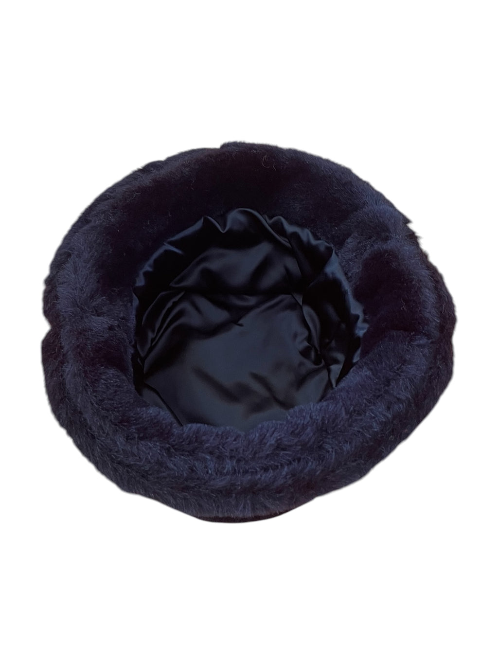 Y2K Black Faux Fur small Brimmed hat