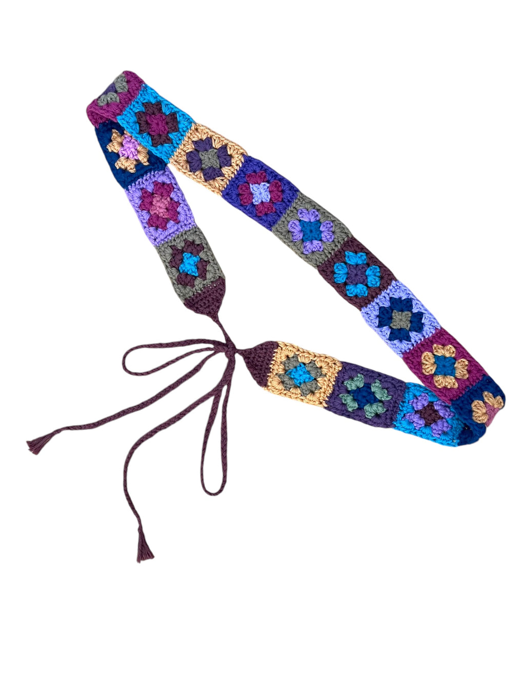 Multicolour Crochet Granny Square Tie up Belt