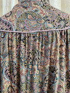 Vintage Joyce Ewing-Bradley Paisley Midi Dress – Ruffle High Neck Boho Smock - Sz 16