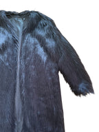 Long line Faux fur Shaggy Black Coat